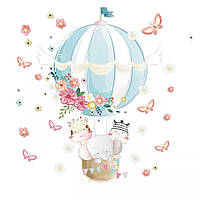 Декоративные наклейки для детского сада Звери на воздушном шаре (лист 30 х 90 см) Б156-24