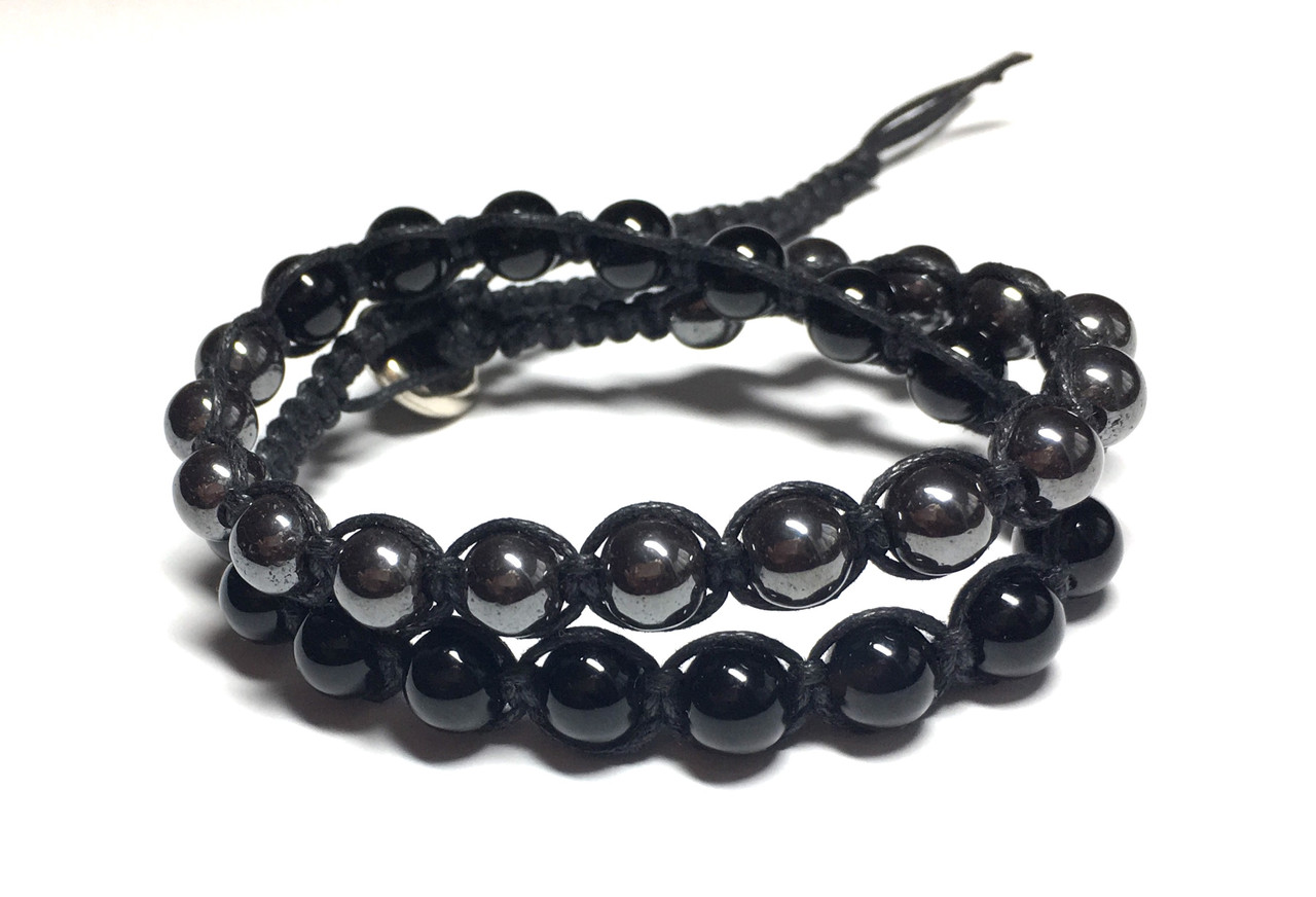 Чоловічий браслет Турмалін та Гематит у 2 оберти, фото 1
