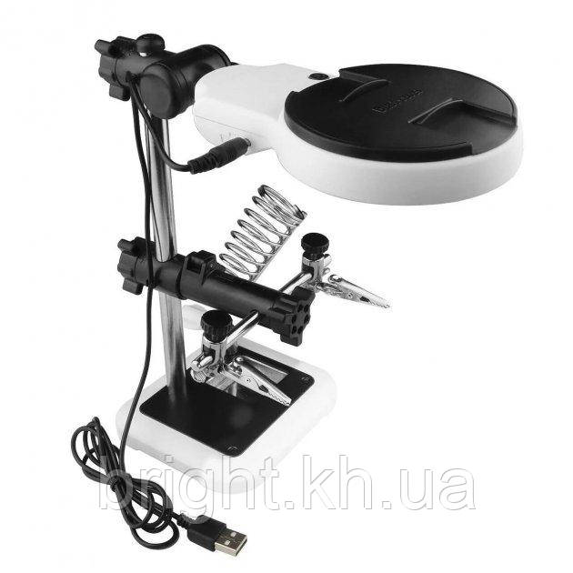 Третя рука з підсвіткою + підставка під паяльник MG16129AC, фото 1