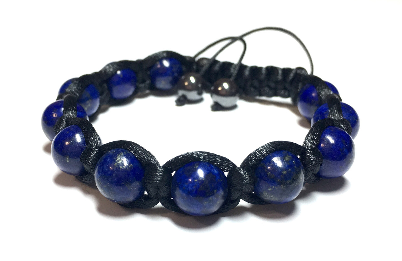 Браслет із натурального каменю Лазурит синього кольору Shamballa