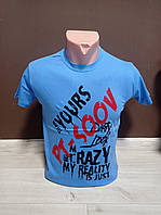 Футболка для хлопчика підлітка Туреччина Sazz на 8-10 років Напис 100% бавовна блакитна