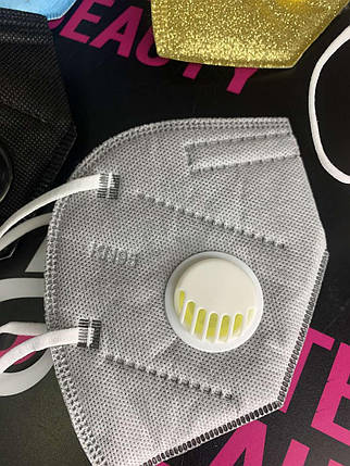 Маска, респіратор KN95 багаторазова універсальна з фільтром сіра, фото 1