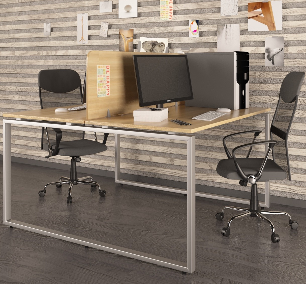 Подвійний офісний стіл Q-140 (1350*1415) TM Loft design