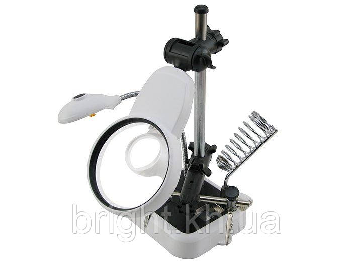 Третя рука для паяння MG 16129 DC, тримач плат, підставка для паяльника Magnifier MG16129DC, фото 1