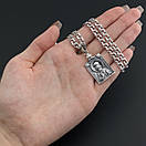 Цепочка чоловіча Бісмарк і ладанка Святий Миколай іконка срібло 925, фото 3