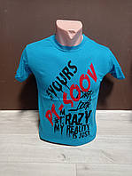 Футболка для хлопчика підлітка Туреччина Sazz на 8-10 років Напис 100% бавовна блакитна