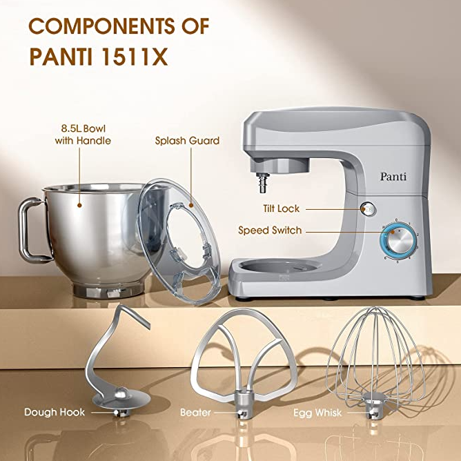 Настільний міксер-тестоміс Panti, 8 л. 660W 6+P Speed ​​Kitchen Avenger