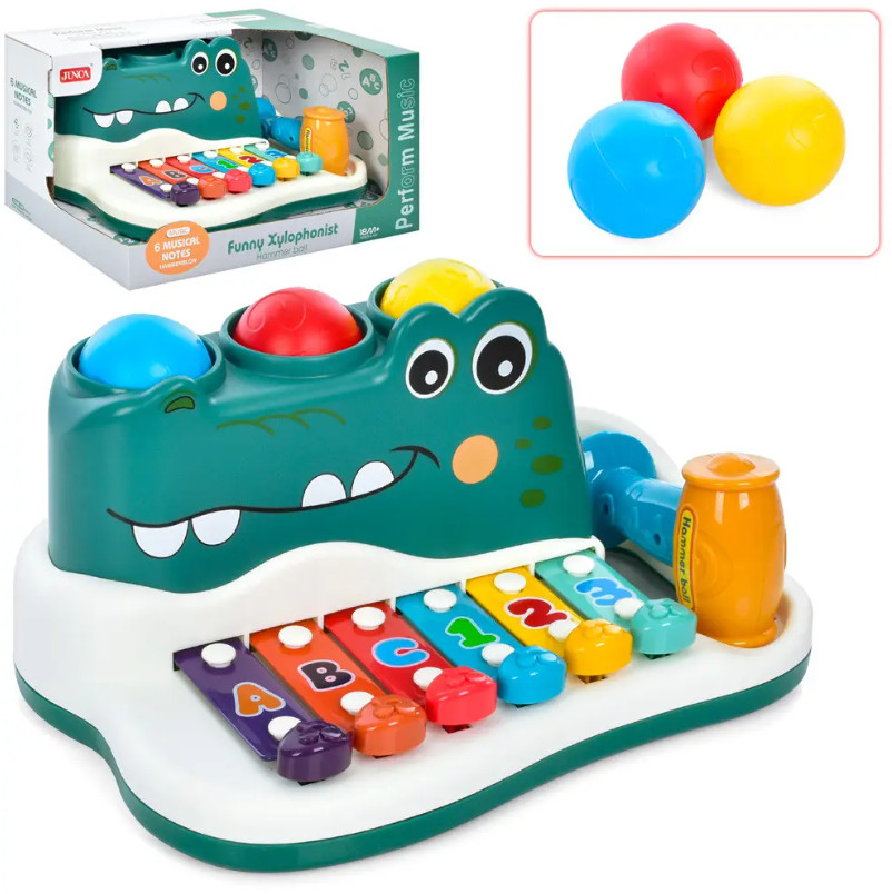 Дитячий ксилофон “Funny Xylophonist”, 3 кульки, молоточок, у коробці (RJ 6807), фото 1