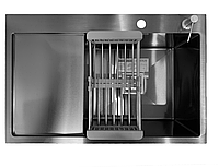 Мийка кухонна Platinum Handmade 78*50 (см), чаша праворуч, з чорною PVD поверхнею