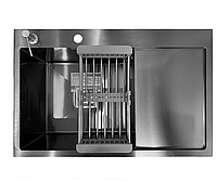 Мийка кухонна Platinum Handmade 78*50 (см), чаша ліворуч, з чорною PVD поверхнею