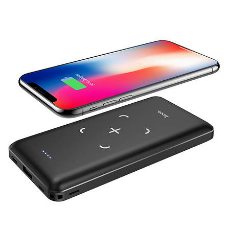 УМБ Power Bank (зовнішній акумулятор) Hoco 10000 мАг J50 Surf з безпровідною зарядкою Чорний, фото 1