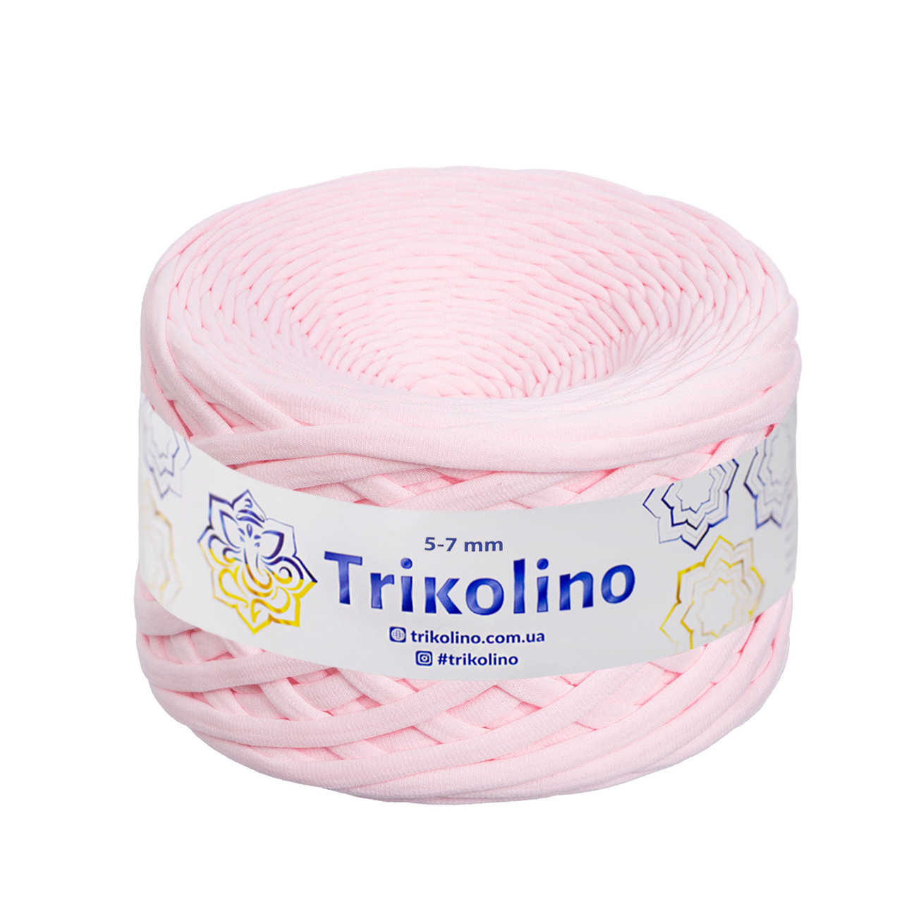 Трикотажна пряжа Trikolino, 5-7 мм., 100 м., Рожеві перли, нитки для в'язання, фото 1