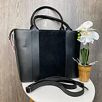 Большая женская сумка шоппер комбинированная замшевая вставка Экокожа,Люкс качество