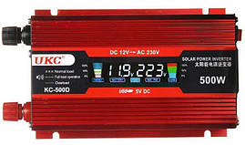 Перетворювач UKC авто інвертор 12В-220В 500W LCD KC-500D, автомобільний інвертор з лсд екраном