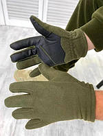 Перчатки зимние тактические флисовые на искусственном меху с тачскрином Olive M