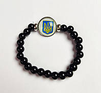 Браслет на руку UKRAINE Патриотический герб Украины Люминофорный Черный 19 см
