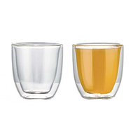 Набір 2 скляних склянки-чашки з подвійними стінками 80 мл (EB-19511)
