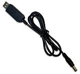 USB-кабель для роутера з перетворювачем напруги 5V — 12 V USB — DC 5.5x2.5 0.5 A 1m чорний, фото 2