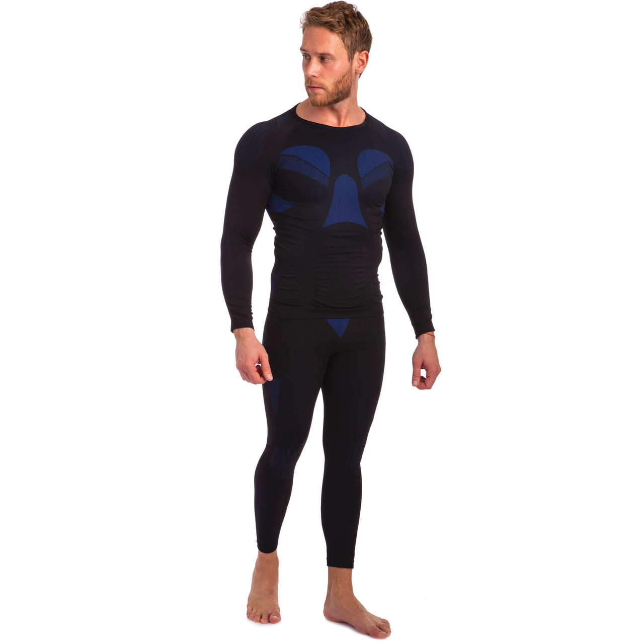 Комплект компресійний чоловічий для спортзалу Sibote 0484 розмір L (48-50) Black-Blue, фото 1