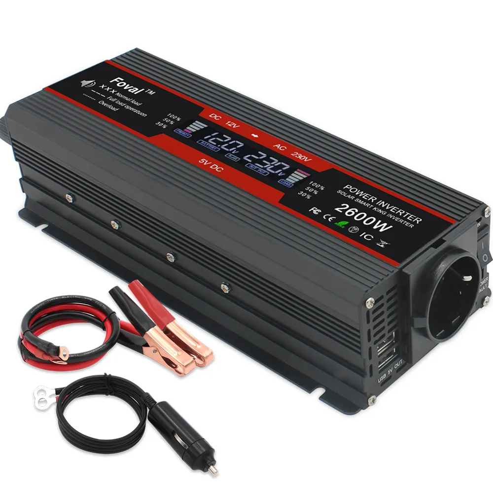 Інвертор (перетворювач напруги) з дисплеєм Foval 2600W/12V/220V