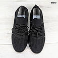 Кросівки жіночі чорні текстильні на чорній підошві, фото 2