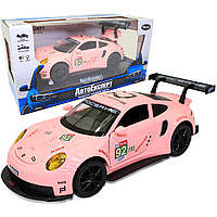 Игрушечная машинка металлическая Porsche 911 «АвтоЕксперт» Порше гоночная розовый звук свет 15*4*6 см (70625)