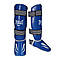 Захист гомілки та стопи для кікбоксингу, карате, ММА Lev Sport S-XL шкірозамінник, синя, фото 2