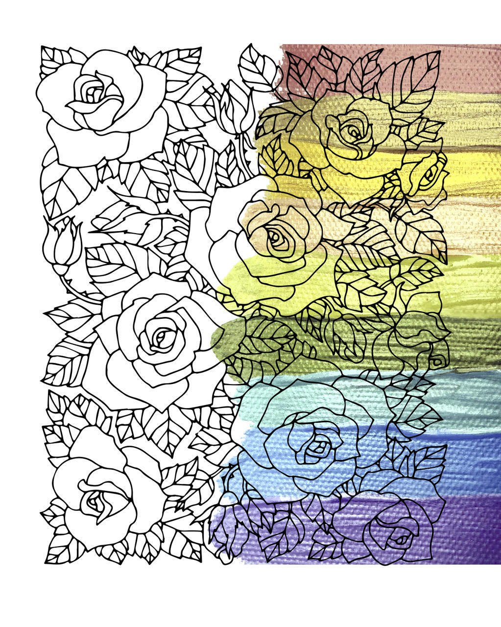 Картина антистрес Riviera Blanca Вітраж. Троянди 40x50 см (RB-0593), фото 1