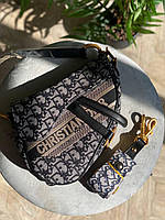 Синяя сумка Christian Dior Saddle Кристиан Диор