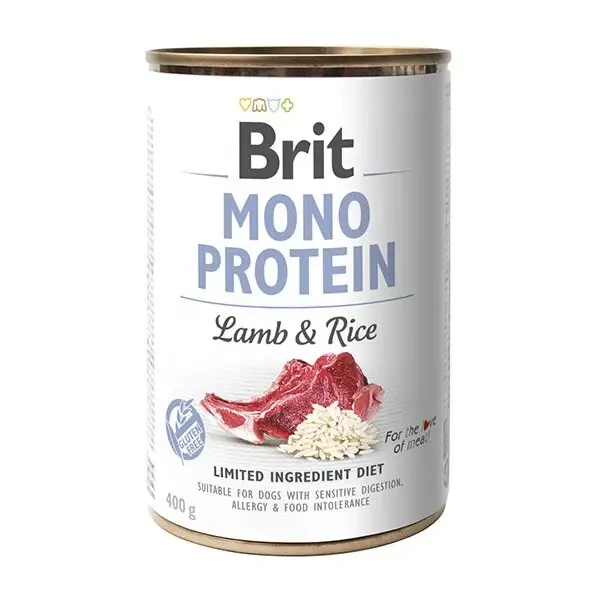 Вологий корм для собак Brit Mono Protein Lamb&Rice 400 г (ягня та рис)