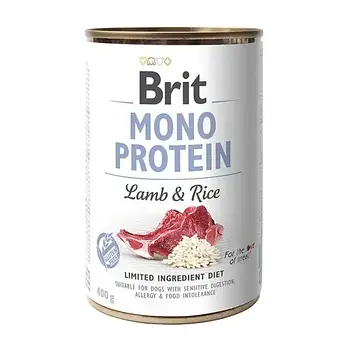 Вологий корм для собак Brit Mono Protein Lamb&Rice 400 г (ягня та рис)