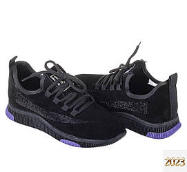 Замшеві жіночі кросівки Lonza369-111 з фіолетовою підошвою