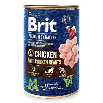 Вологий корм для собак Brit Premium By Nature Chicken with Hearts 800 г (курка з курячим серцем)