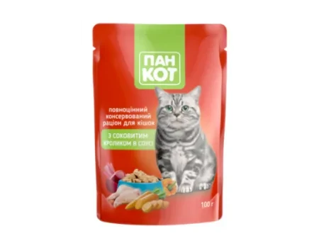 Корм Пан Кот з соковитим кроликом в соусі для котів 100г