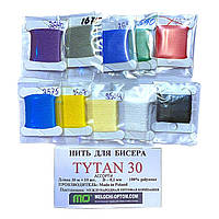 Нитки для вышивания бисером TYTAN цветные набор 10шт №2500/0.1мм/30м Spark Beads Микс