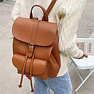 Рюкзак жіночий модний стильний шкіряний молодіжний для підлітків у стилі Графеа рудого кольору, фото 3