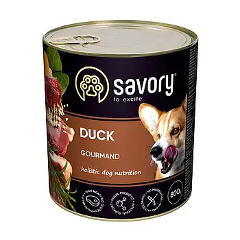 Вологий корм для дорослих собак Savory Dog Gourmand 800 г (качка)