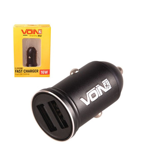 Зарядний пристрій 2USB C-31203BK 12-24V/5V/3,1A VOIN, фото 1