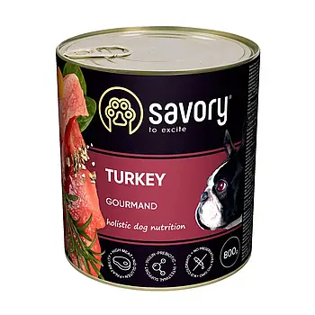 Вологий корм для дорослих собак Savory Dog Gourmand 800 г (індичка)