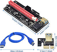 Райзер універсальний Ver009 USB 3.0 Pci-E Riser 009S Express 1X 4X 8X 16X Extender Riser Card Sata 15Pin to 6