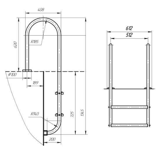 Габаритный размеры Laris Chamboard 2 ступени
