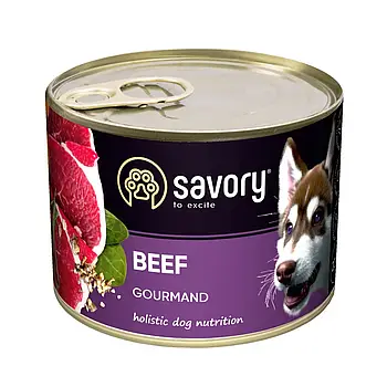 Вологий корм для дорослих собак Savory Dog Gourmand 200 г (яловичина)