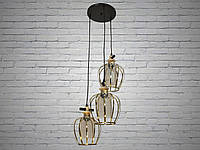 Необычный светильник-подвес в кухню в стиле Лофт, на 3 лампы 8968-3GAB-LS