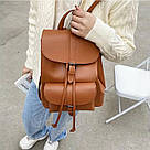 Рюкзак жіночий модний стильний шкіряний молодіжний для підлітків у стилі Графеа рудого кольору, фото 7