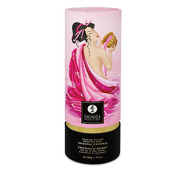 Пінлива сіль для ванни Shunga Dead Sea salt Oriental Crystals — Rose Petal (500 г), сіль Мертвого мо Bomba💣