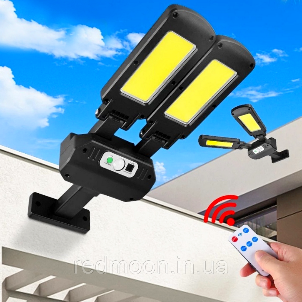 Вуличний світильник-ліхтар 200 LED, з сонячною панеллю та датчиком руху SR-913 + Пульт / Ліхтар-прожектор