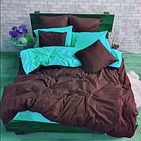 Двуспальный однотонный комплект постельного белья Бирюзовый шоколадный бязь голд люкс Виталина