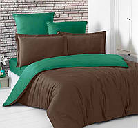 Двуспальный однотонный комплект постельного белья Зеленый изумрудный коричневый бязь голд люкс Виталина