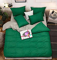 Полуторный однотонный комплект постельного белья Серый зеленый изумрудный бязь голд люкс Виталина