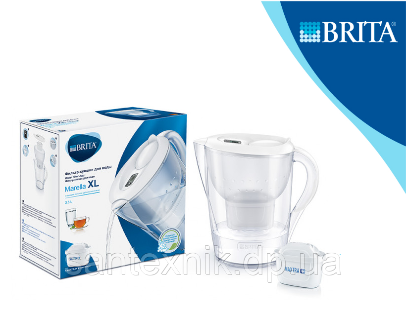 Фільтр-глечик для води Бріта (Brita) Марелла (Marella) XL 3,5 л Білий (в комплекті один картридж Brita)